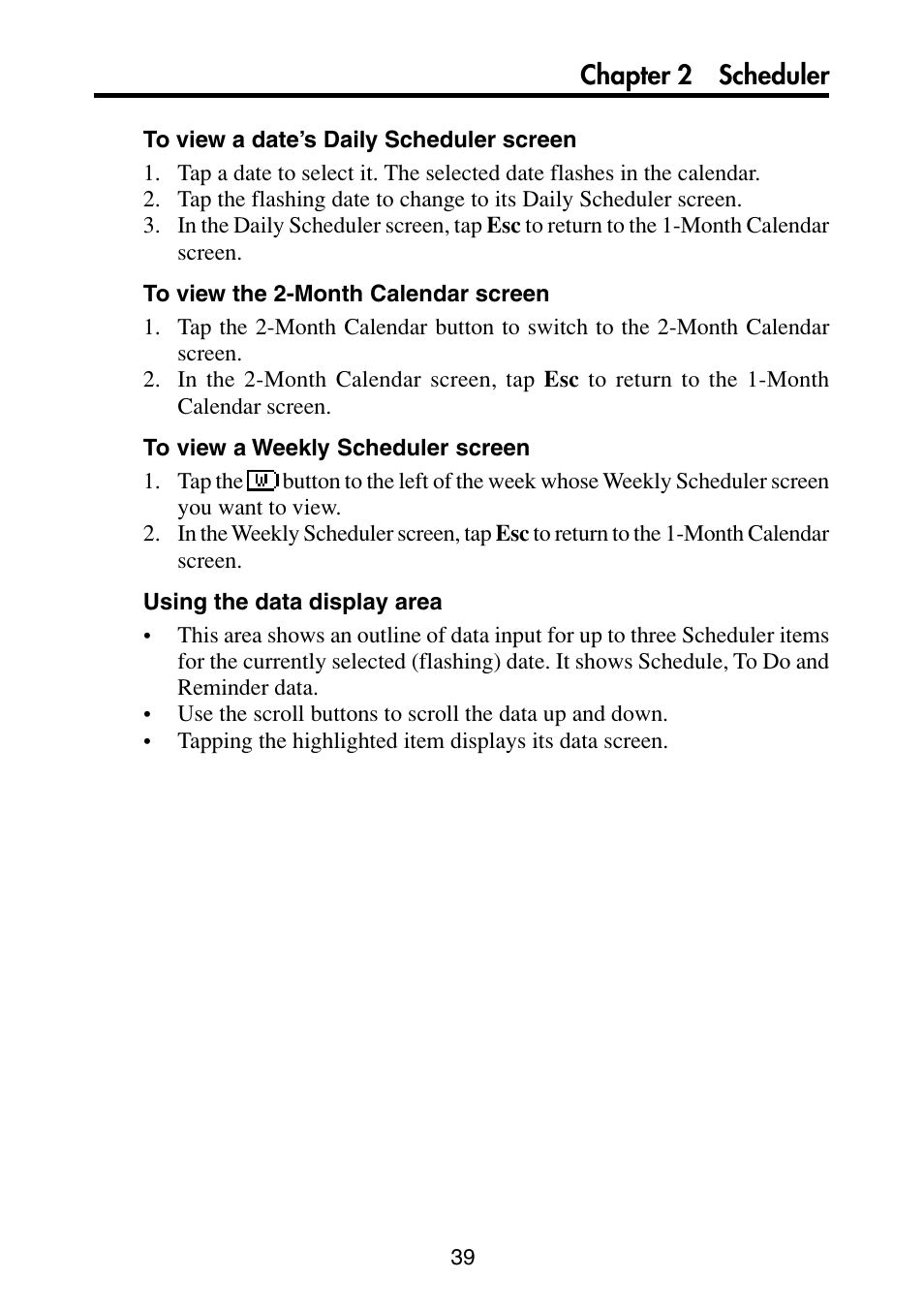 Chapter 2 scheduler | Casio PV-S6100 User Manual | Page 41 / 189