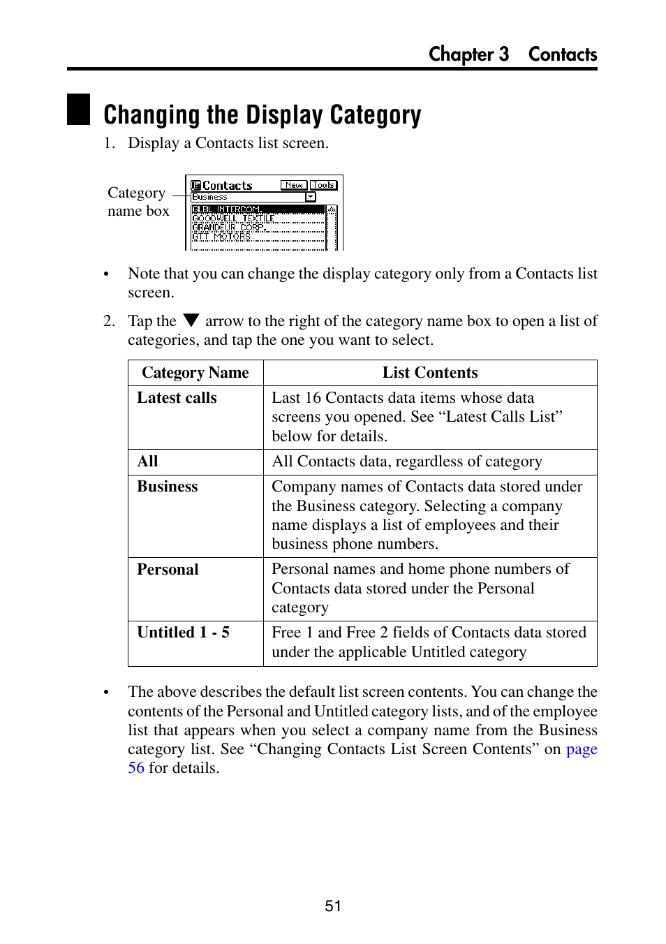 Changing the display category | Casio PV-S6100 User Manual | Page 53 / 189