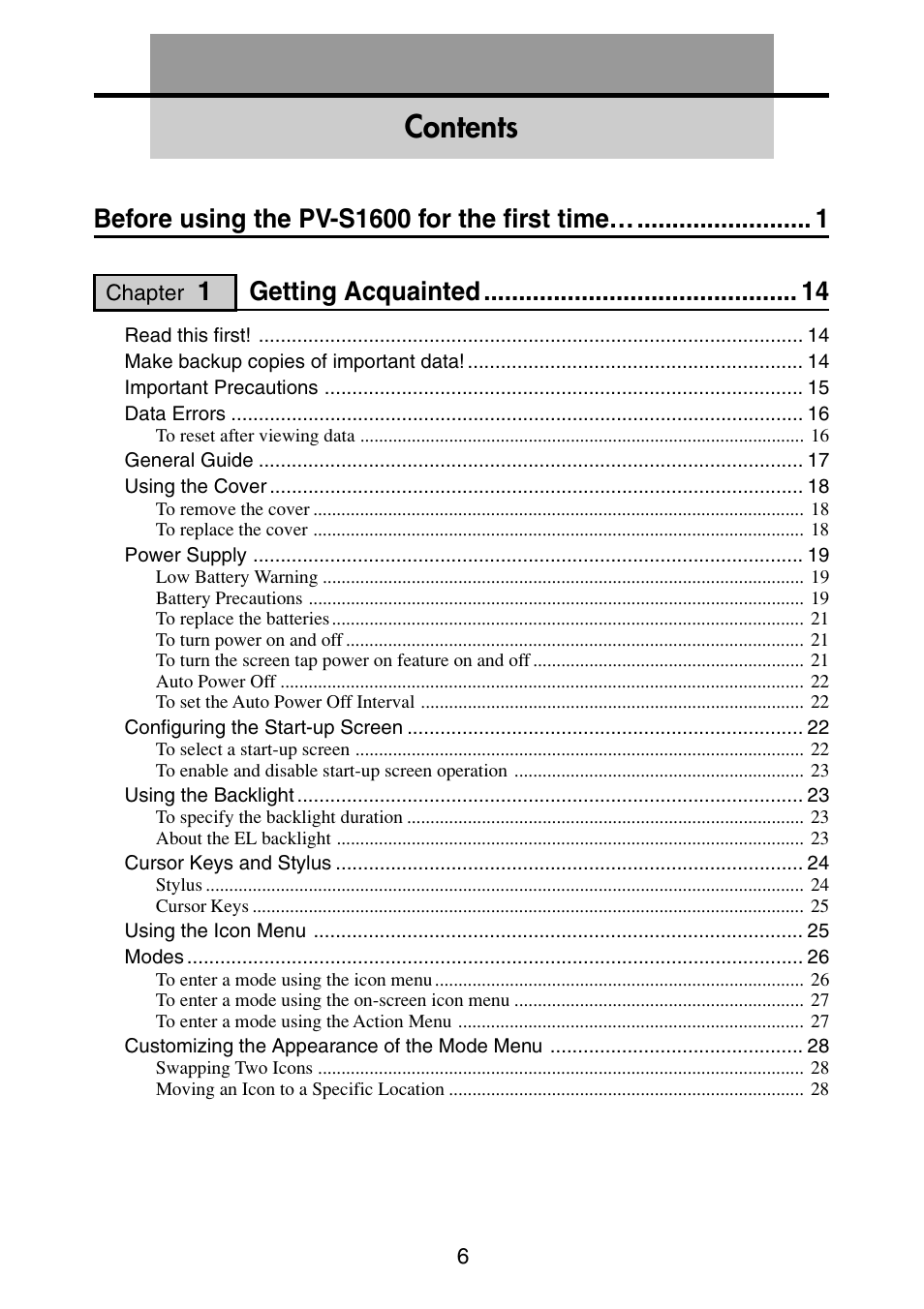 Casio PV-S6100 User Manual | Page 8 / 189
