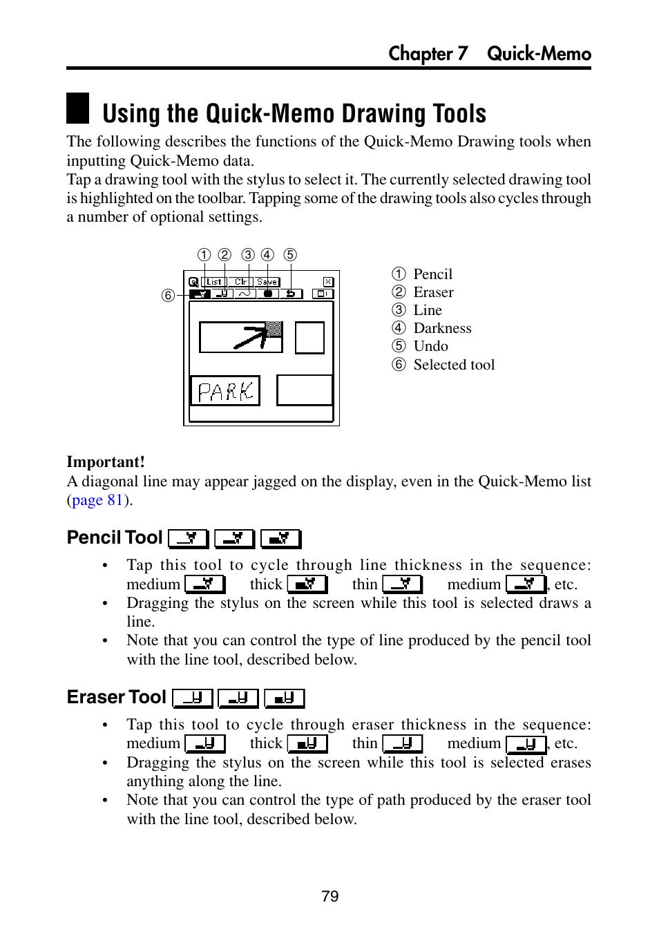 Using the quick-memo drawing tools | Casio PV-S6100 User Manual | Page 81 / 189