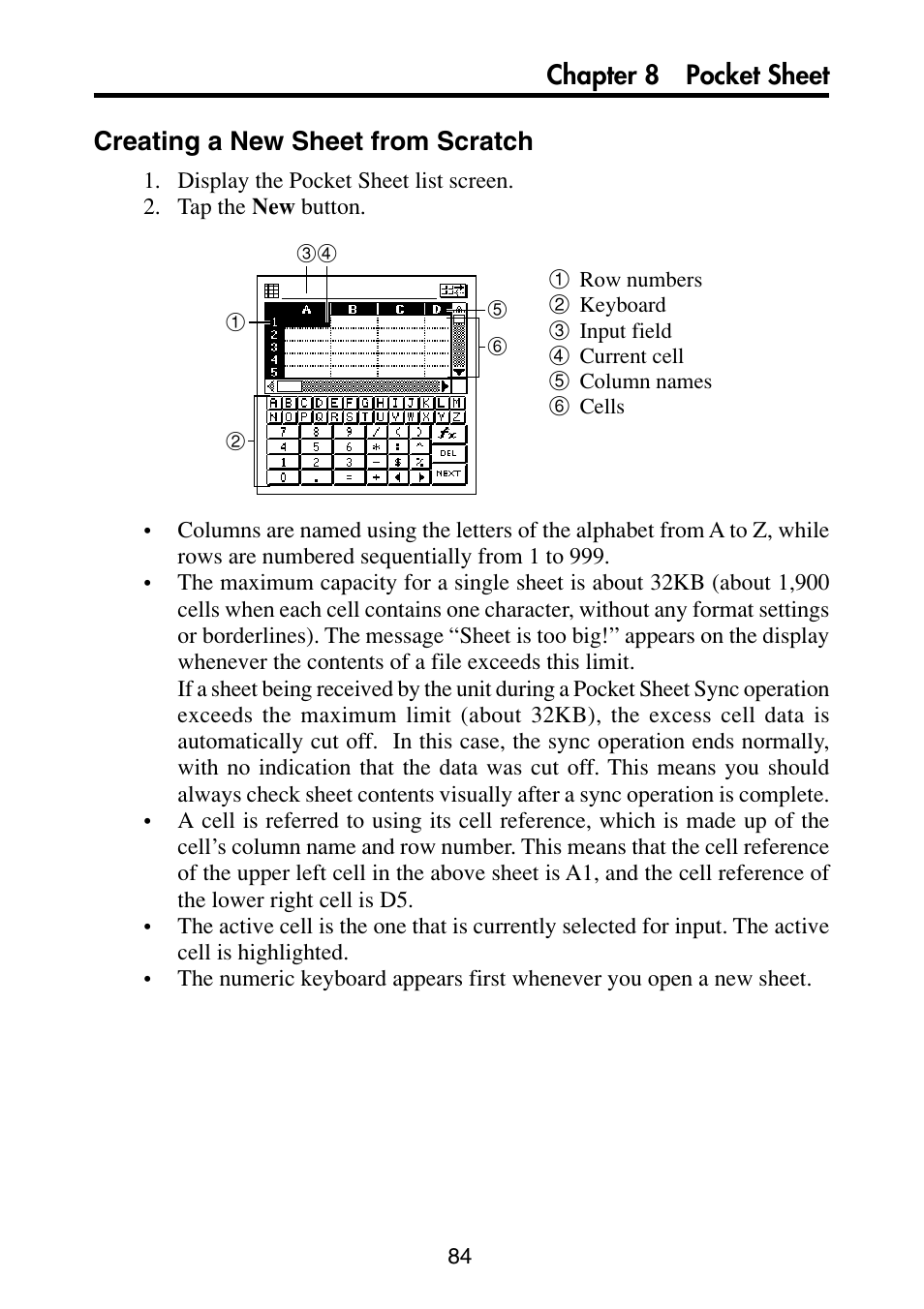 Creating a new sheet from scratch | Casio PV-S6100 User Manual | Page 86 / 189