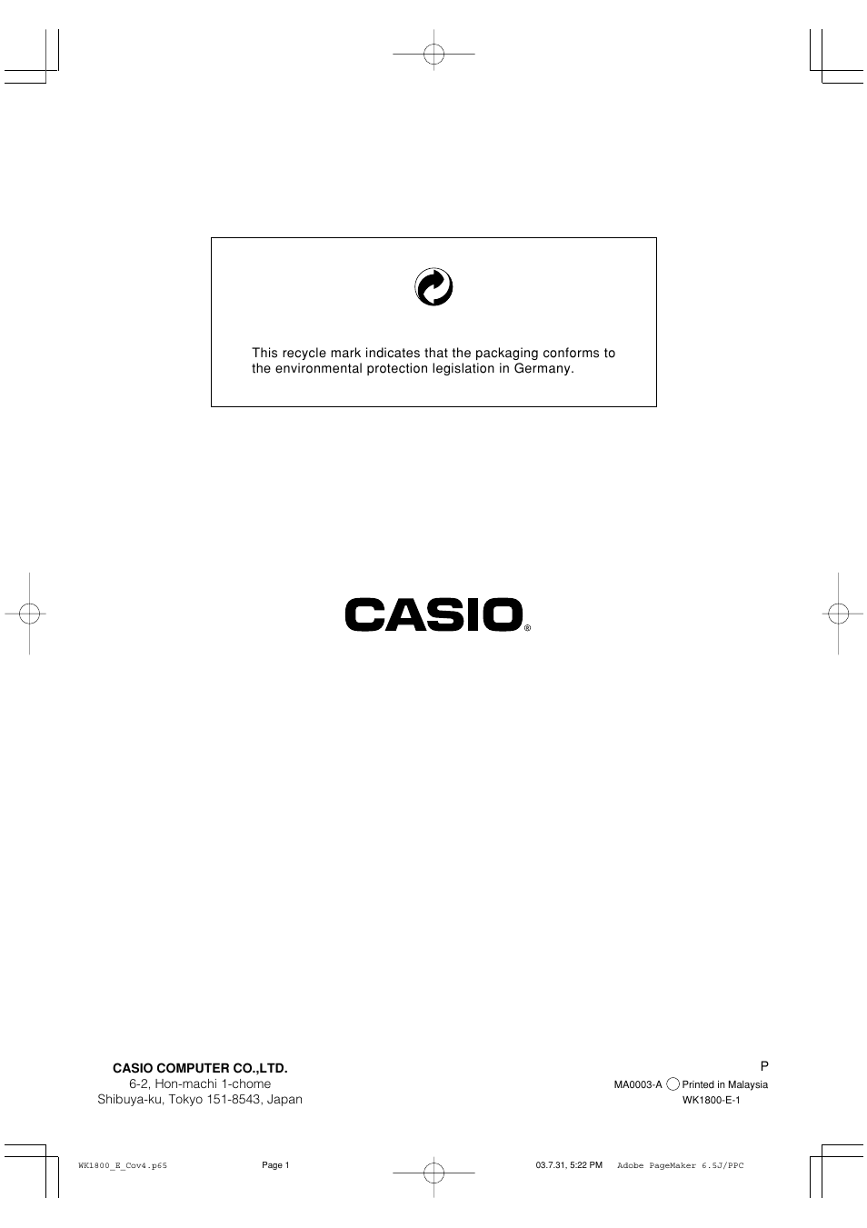 Casio WK1800 User Manual | Page 96 / 96