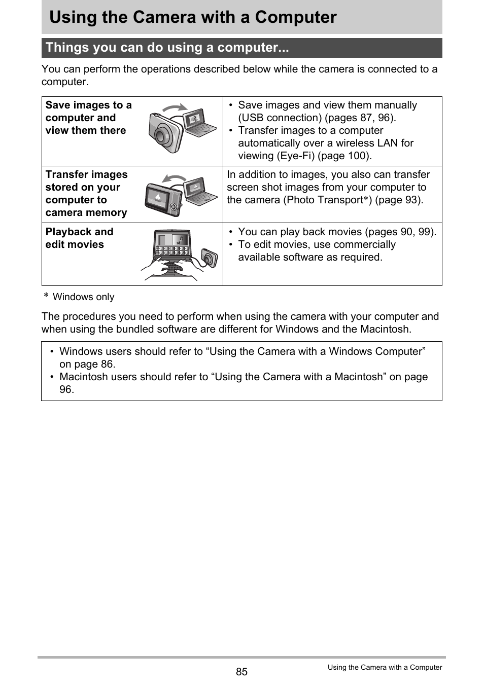 Using the camera with a computer, Things you can do using a computer | Casio EX-S8 User Manual | Page 85 / 143