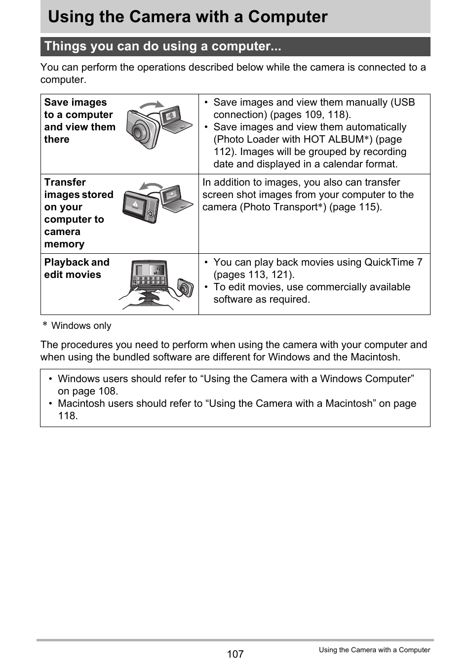 Using the camera with a computer, Things you can do using a computer | Casio EXILIM K1124PCM2DMX User Manual | Page 107 / 169