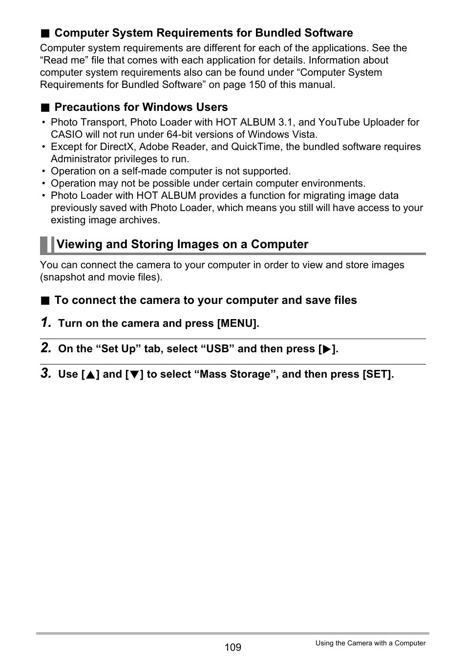 Viewing and storing images on a computer | Casio EXILIM K1124PCM2DMX User Manual | Page 109 / 169