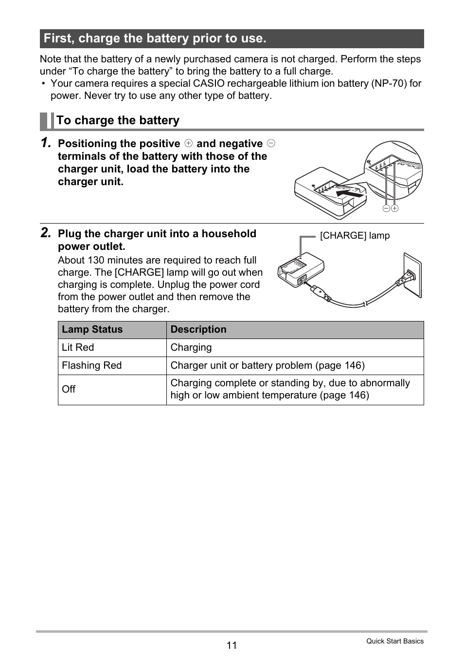 First, charge the battery prior to use, To charge the battery | Casio EXILIM K1124PCM2DMX User Manual | Page 11 / 169