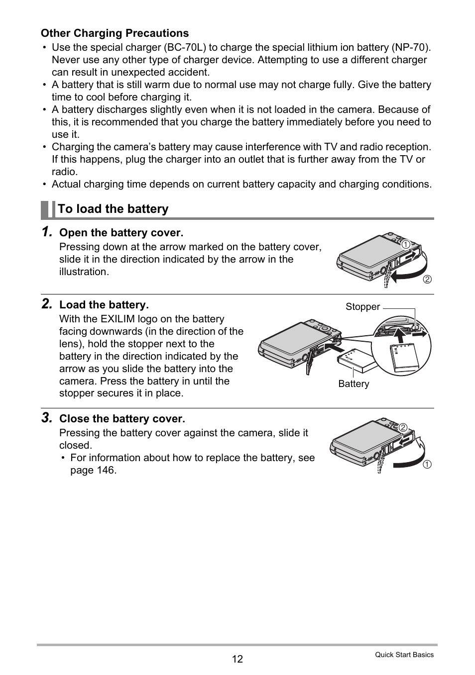 To load the battery | Casio EXILIM K1124PCM2DMX User Manual | Page 12 / 169