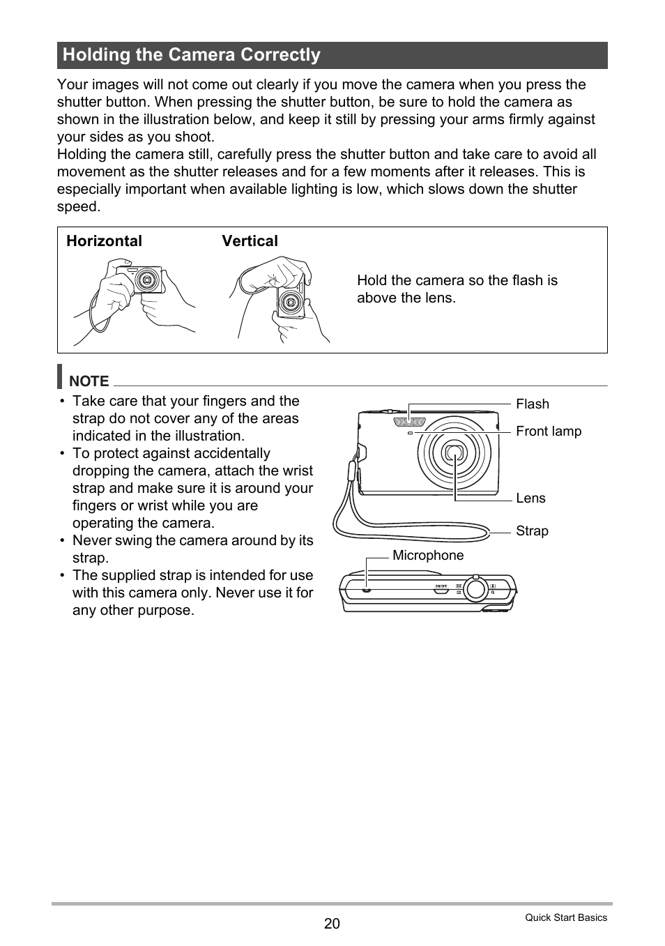 Holding the camera correctly | Casio EXILIM K1124PCM2DMX User Manual | Page 20 / 169
