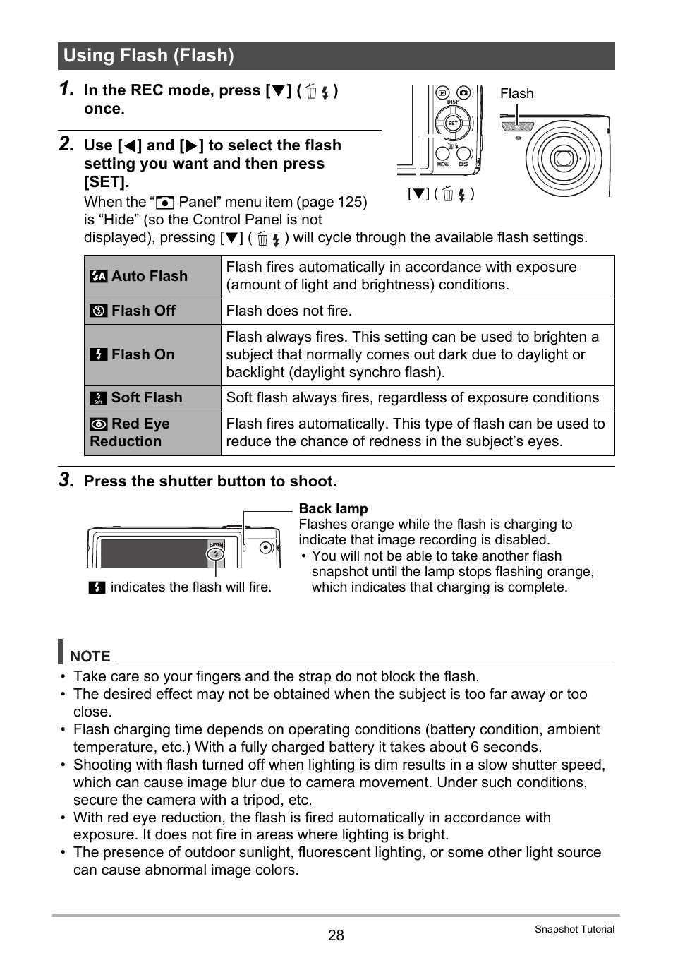 Using flash (flash) | Casio EXILIM K1124PCM2DMX User Manual | Page 28 / 169