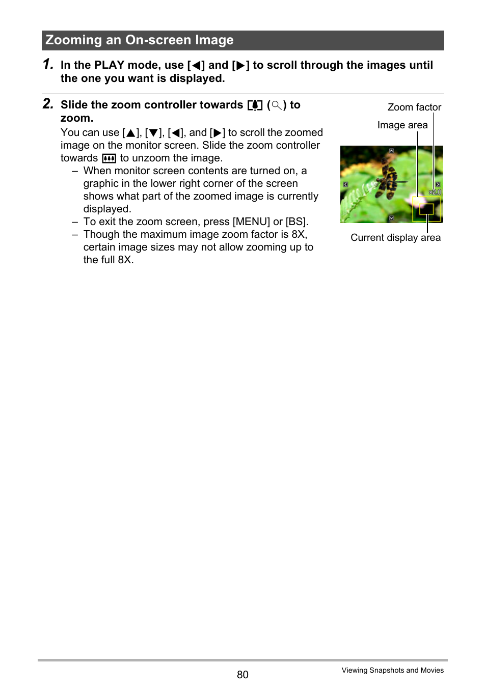 Zooming an on-screen image, Age 80) | Casio EXILIM K1124PCM2DMX User Manual | Page 80 / 169