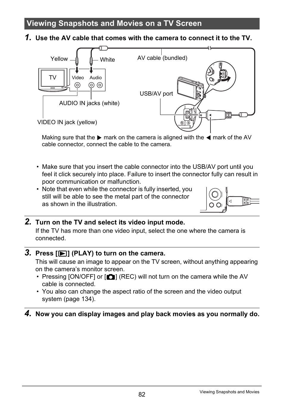 Viewing snapshots and movies on a tv screen | Casio EXILIM K1124PCM2DMX User Manual | Page 82 / 169