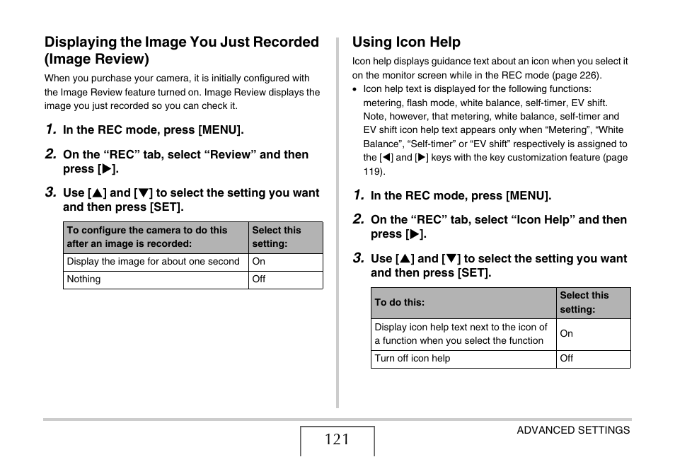 Using icon help | Casio YC-430 PJ User Manual | Page 121 / 248