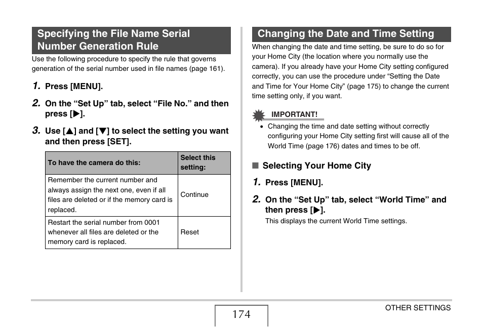 Changing the date and time setting, E 174) | Casio YC-430 PJ User Manual | Page 174 / 248