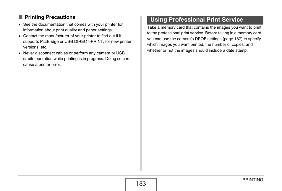 Using professional print service, E 183) | Casio YC-430 PJ User Manual | Page 183 / 248