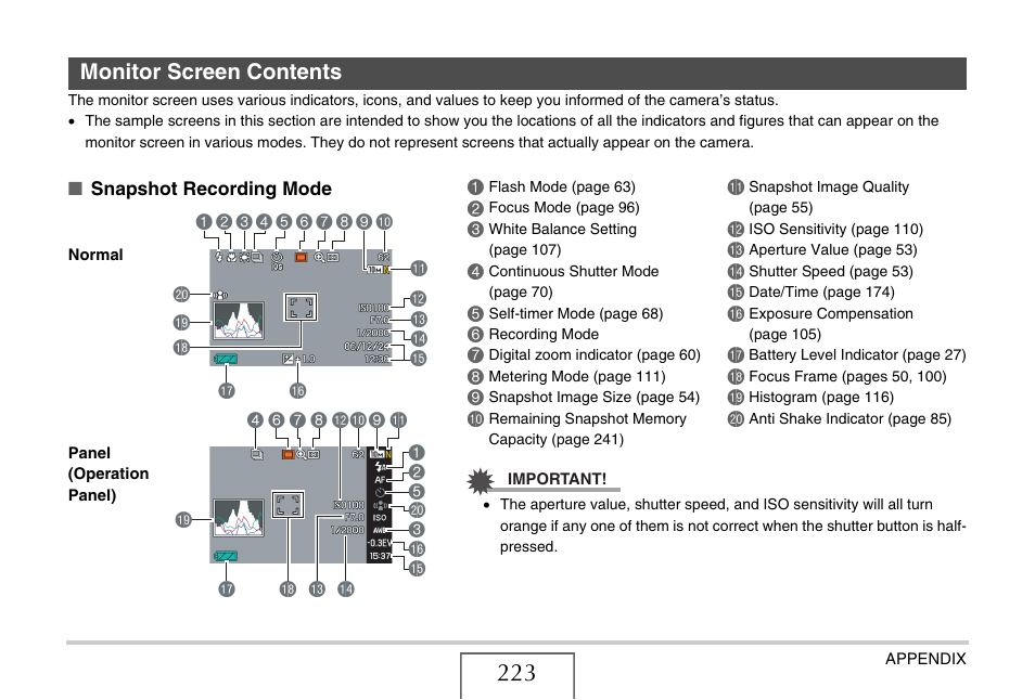 Monitor screen contents | Casio YC-430 PJ User Manual | Page 223 / 248