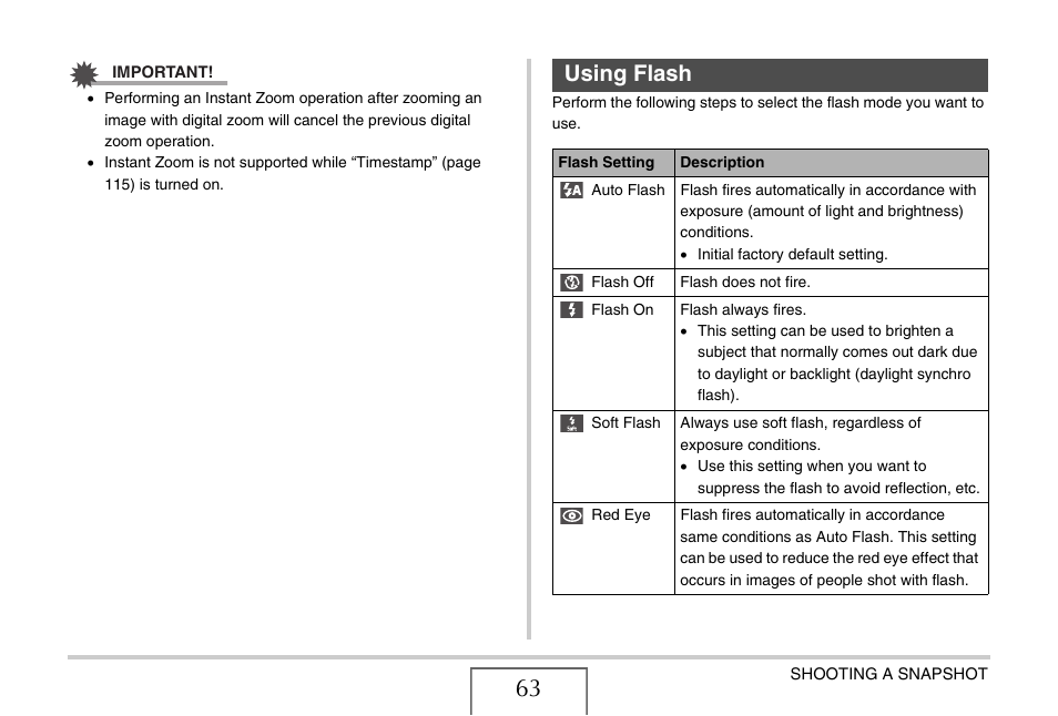 Using flash, E 63) | Casio YC-430 PJ User Manual | Page 63 / 248