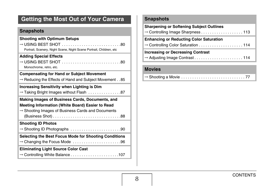 Getting the most out of your camera | Casio YC-430 PJ User Manual | Page 8 / 248