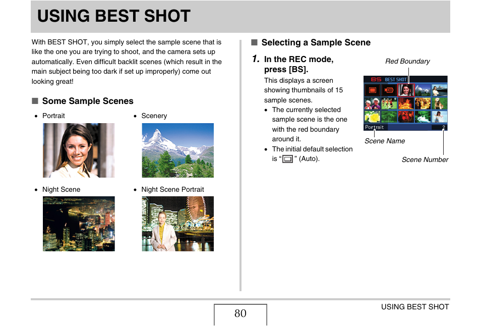 Using best shot | Casio YC-430 PJ User Manual | Page 80 / 248