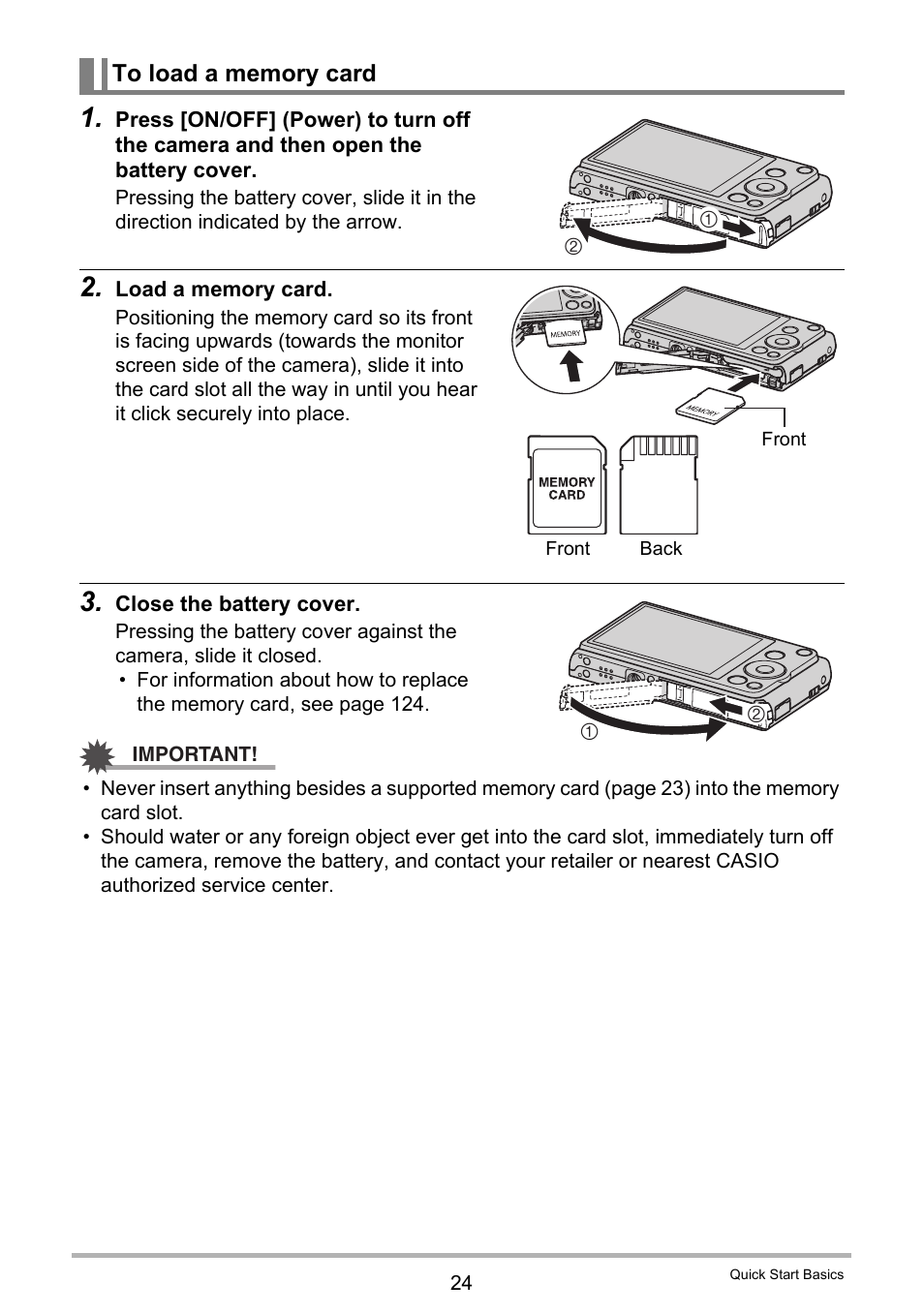 To load a memory card | Casio EXILIM EX-Z680 User Manual | Page 24 / 142