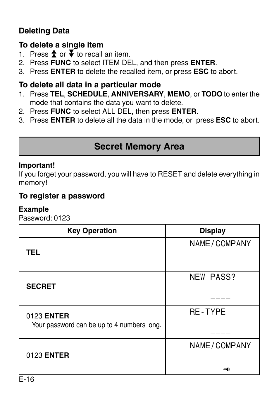 Casio Digital Diary SF-3990 User Manual | Page 18 / 31