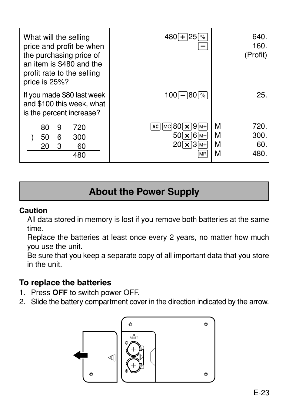 About the power supply | Casio Digital Diary SF-3990 User Manual | Page 25 / 31