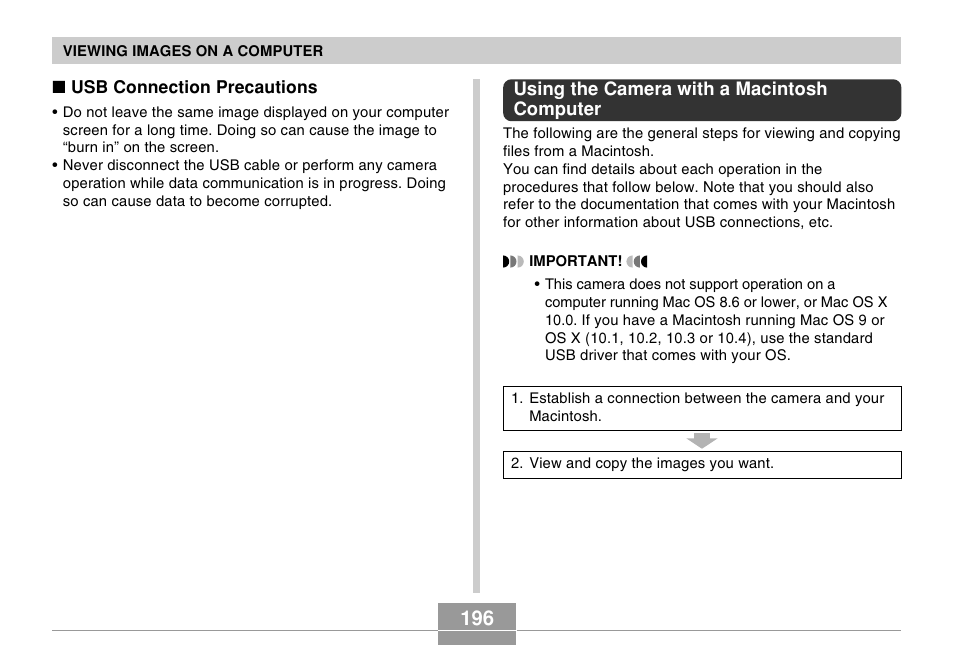 Using the camera with a macintosh computer | Casio EX-Z5 User Manual | Page 196 / 252