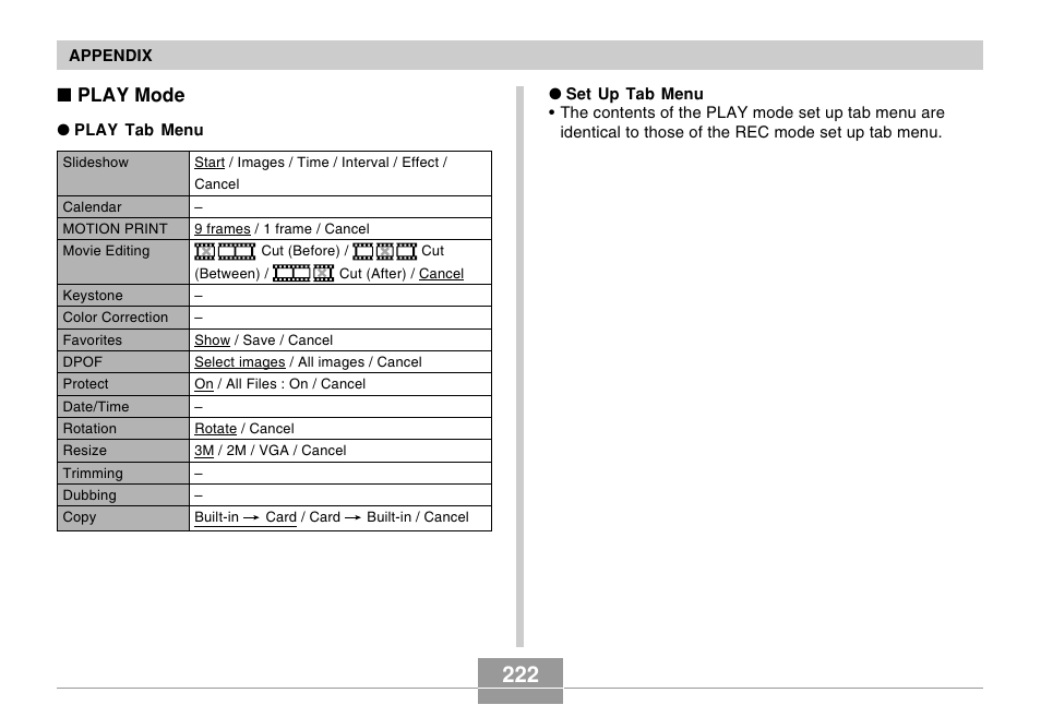 Play mode | Casio EX-Z5 User Manual | Page 222 / 252