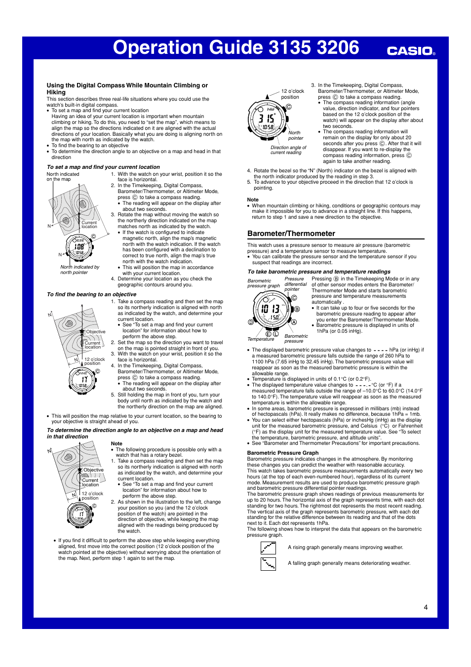 Barometer/thermometer | Casio 3206 User Manual | Page 4 / 13