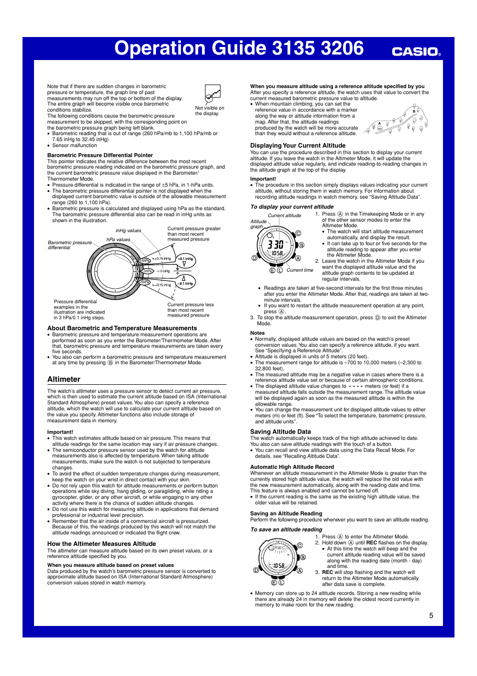 Altimeter | Casio 3206 User Manual | Page 5 / 13