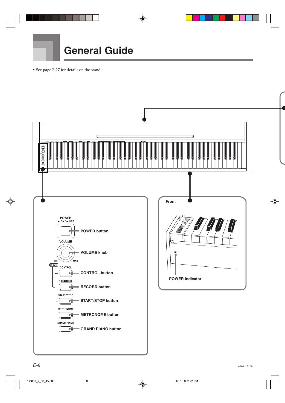 General guide | Casio PS-3000 User Manual | Page 10 / 55