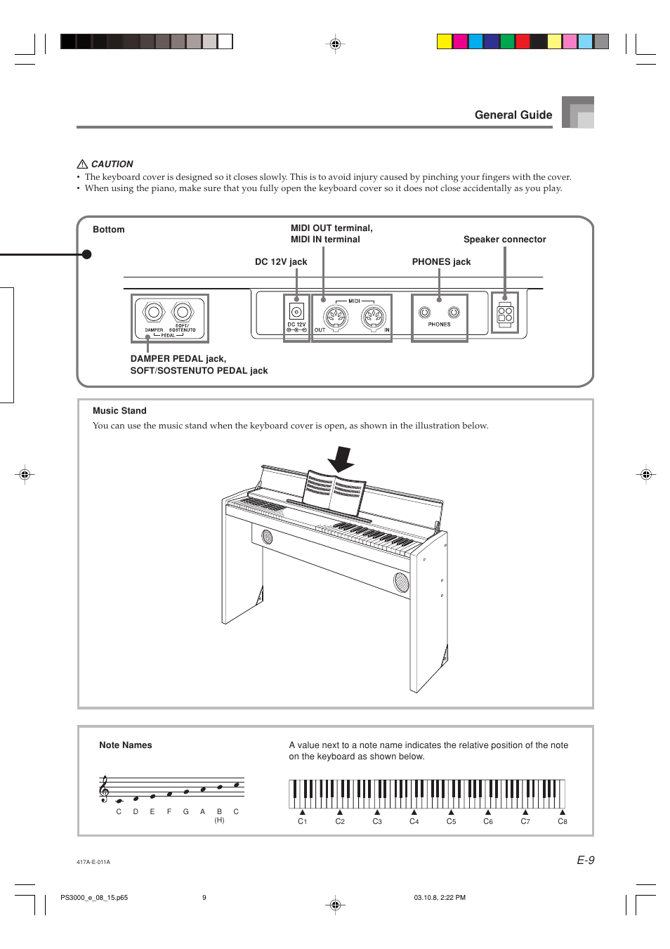E-9 general guide | Casio PS-3000 User Manual | Page 11 / 55