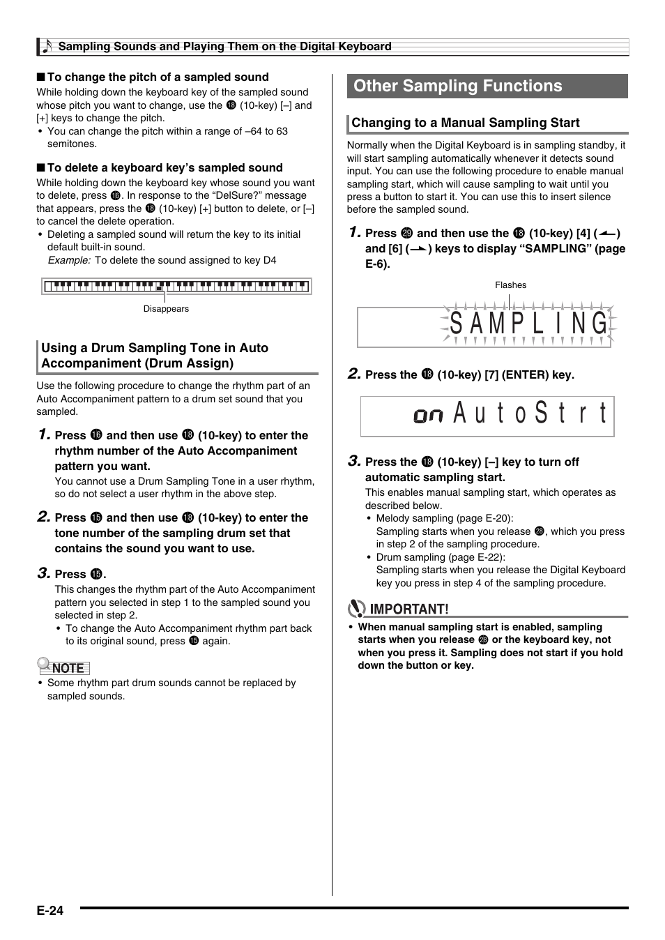 Other sampling functions | Casio WK210ES1A User Manual | Page 26 / 75