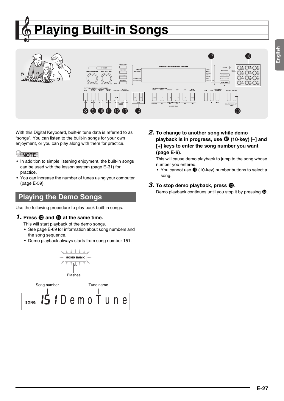 Playing built-in songs | Casio WK210ES1A User Manual | Page 29 / 75