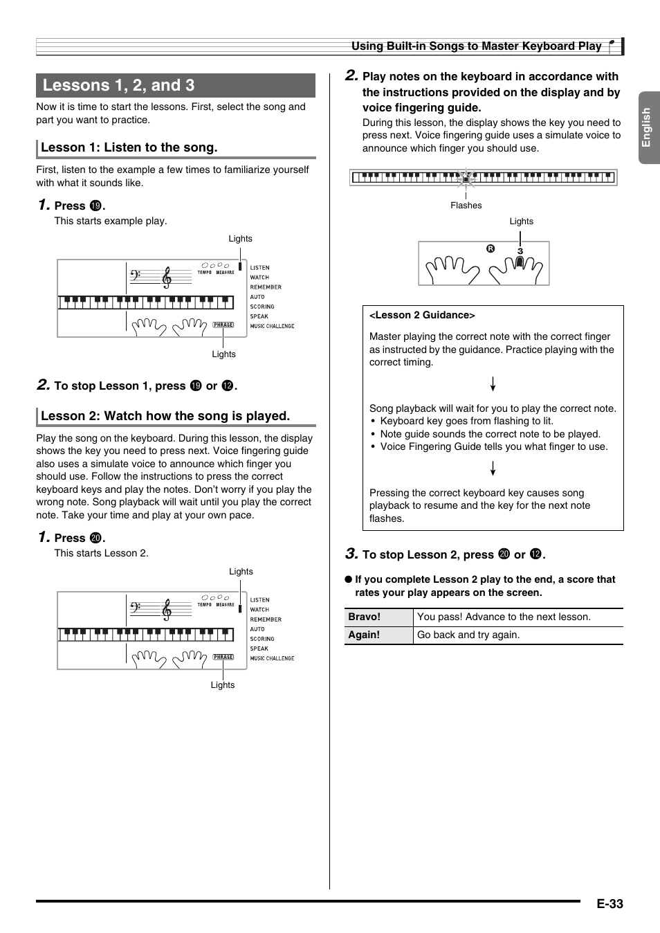 Lessons 1, 2, and 3 | Casio WK210ES1A User Manual | Page 35 / 75