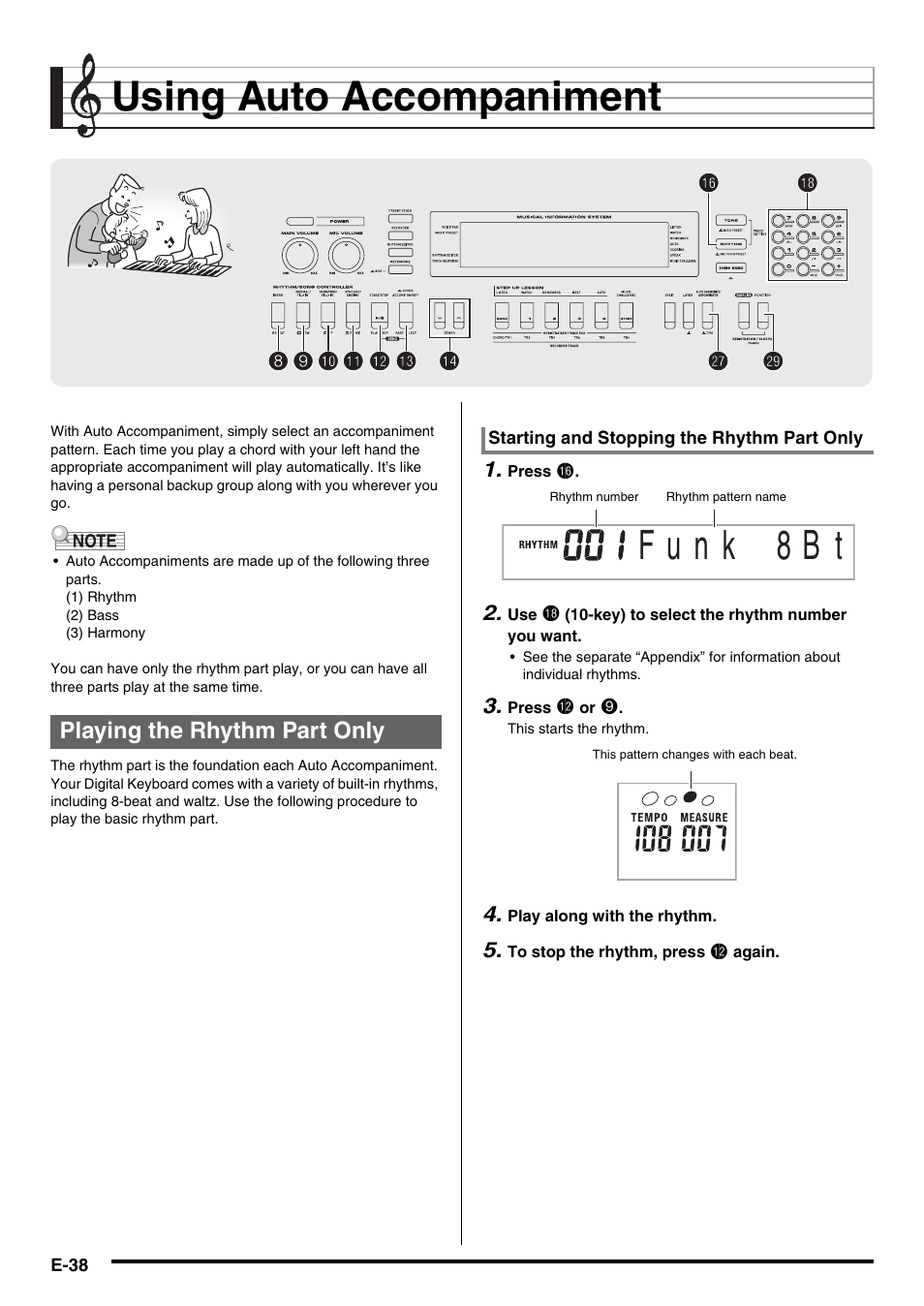 Using auto accompaniment | Casio WK210ES1A User Manual | Page 40 / 75