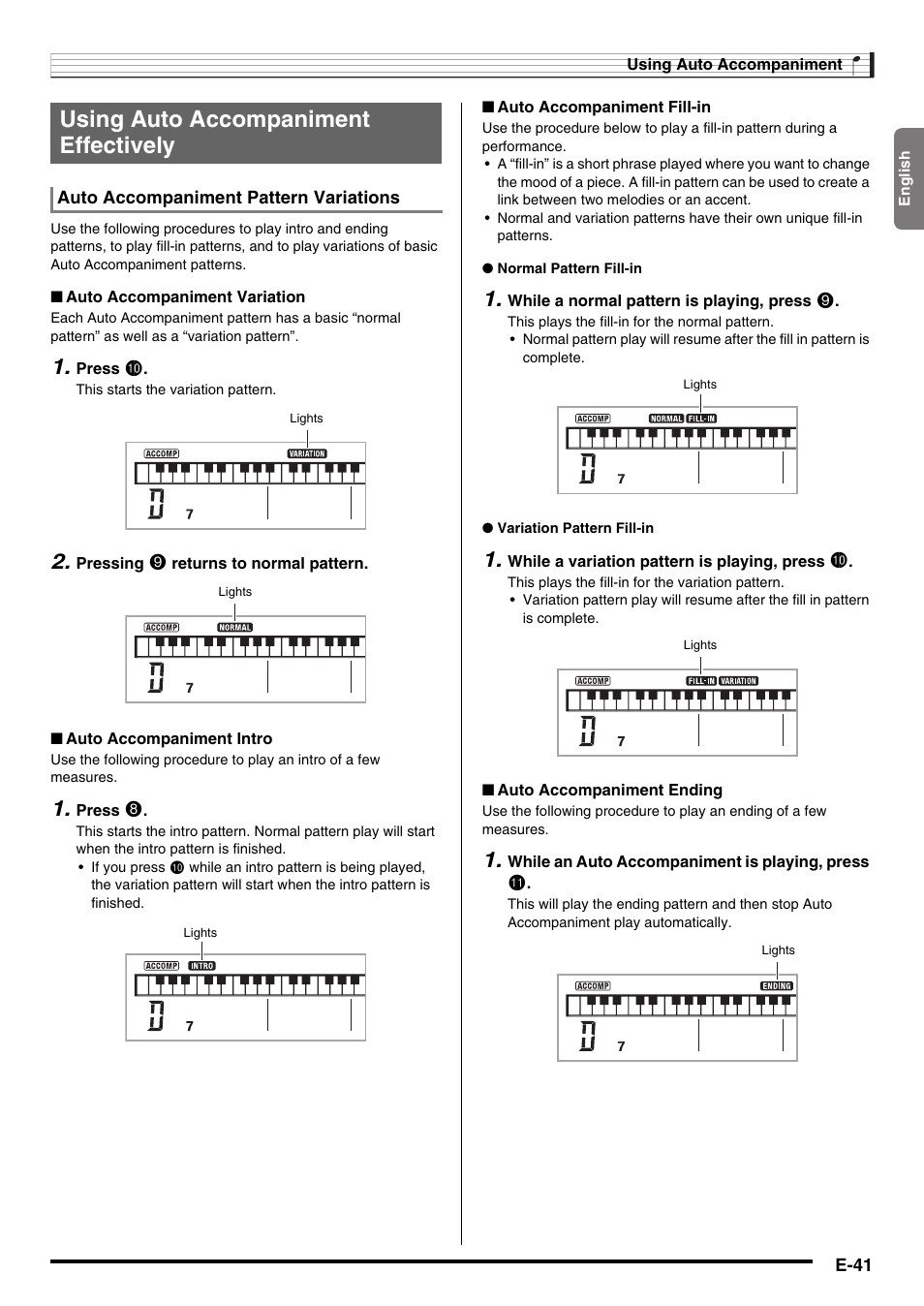 Using auto accompaniment effectively | Casio WK210ES1A User Manual | Page 43 / 75