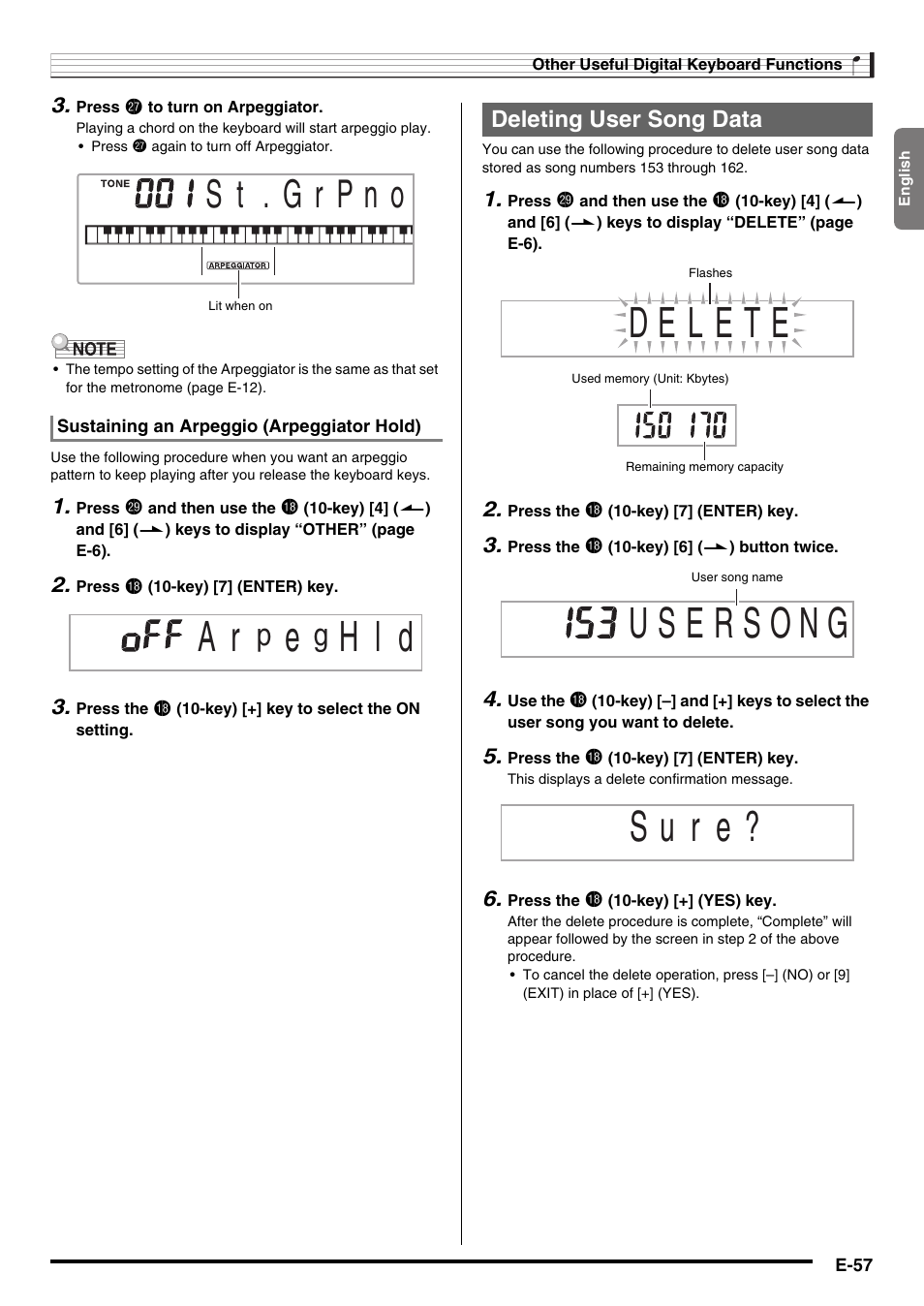 H l d, S u r e | Casio WK210ES1A User Manual | Page 59 / 75