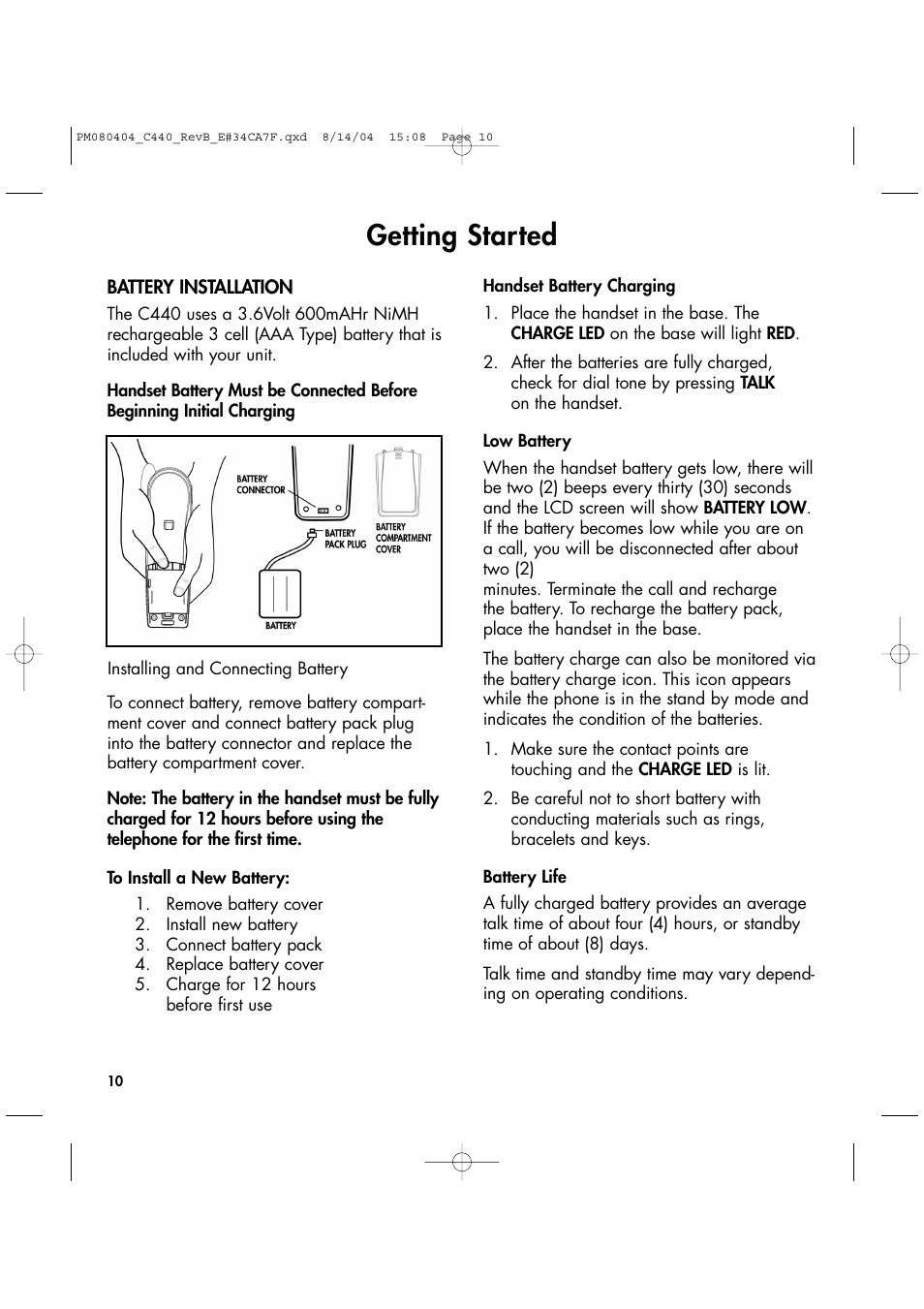 Getting started | Clarity 440 User Manual | Page 10 / 32