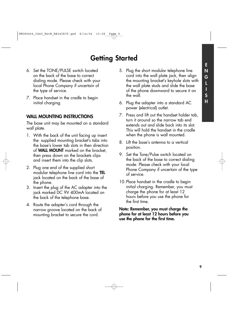 Getting started | Clarity 440 User Manual | Page 9 / 32