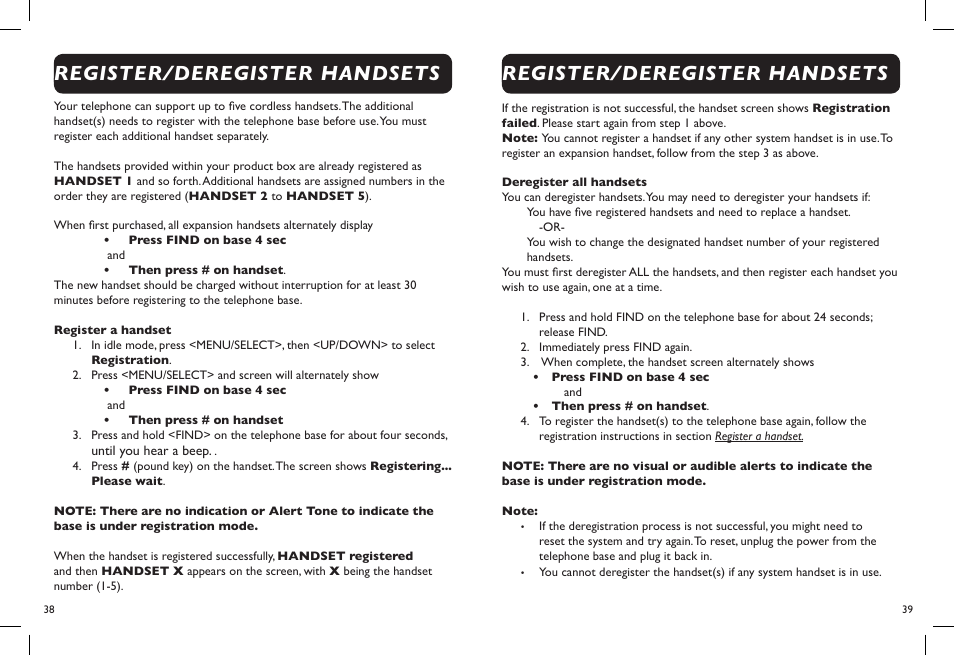 Register/deregister handsets | Clarity D704 User Manual | Page 21 / 25