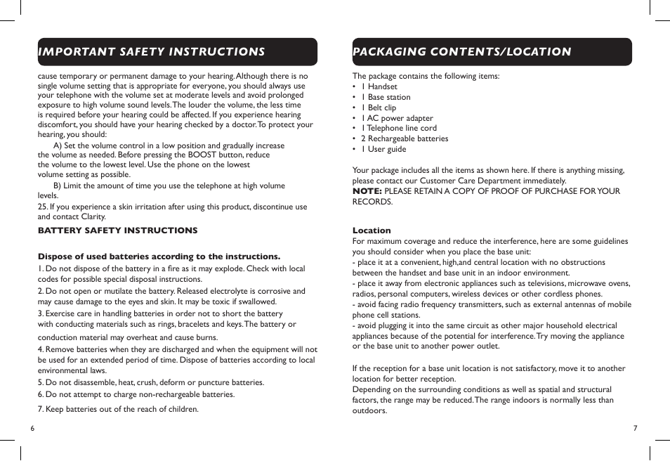 Clarity D704 User Manual | Page 5 / 25