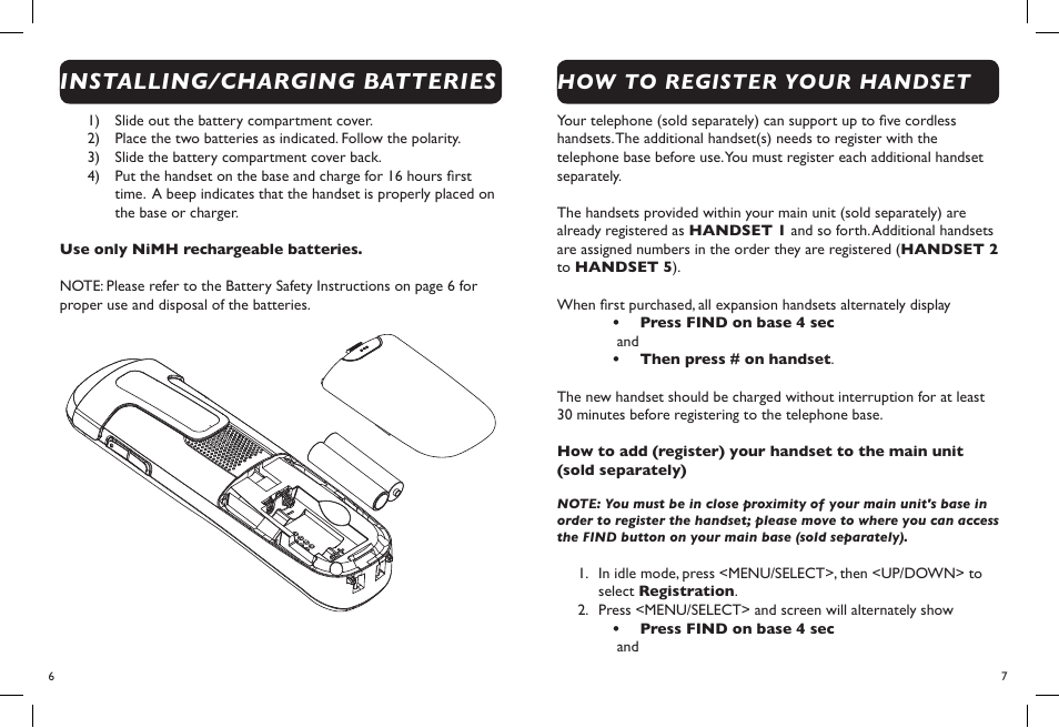 Installing/charging batteries, How to register your handset | Clarity D704HS User Manual | Page 5 / 8