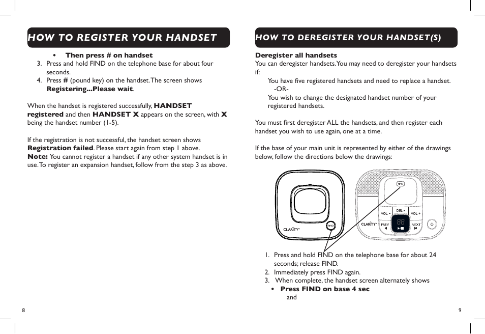 How to register your handset | Clarity D704HS User Manual | Page 6 / 8