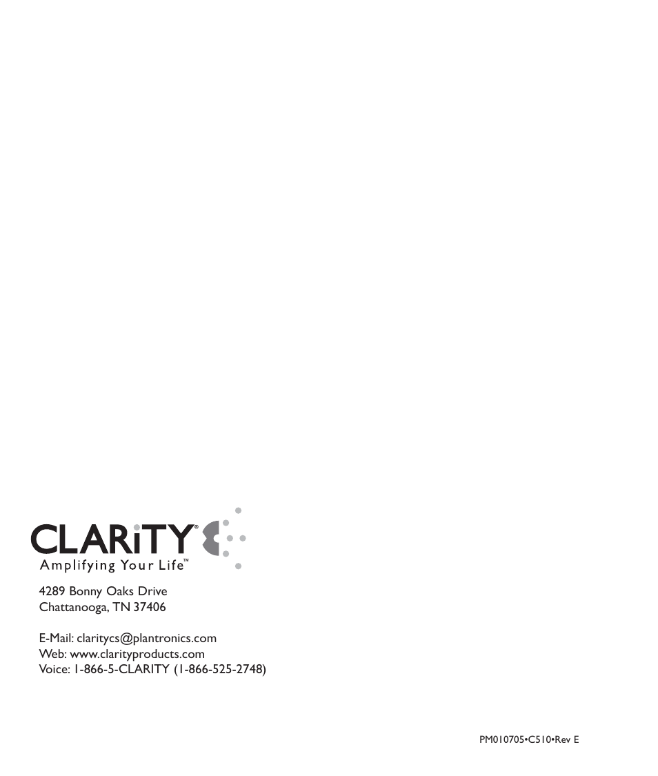 Clarity C510 User Manual | 33 pages