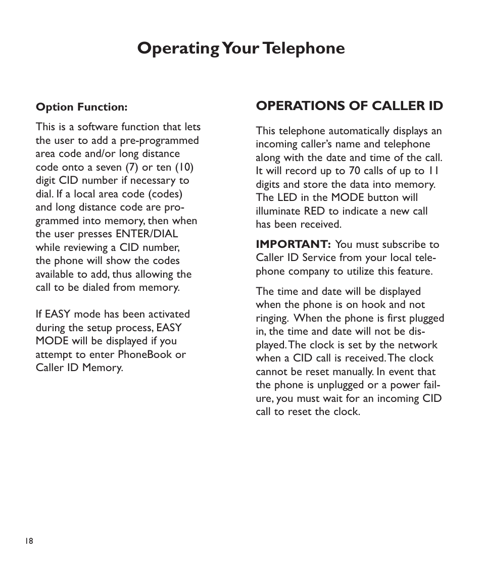 Operating your telephone | Clarity C510 User Manual | Page 19 / 33