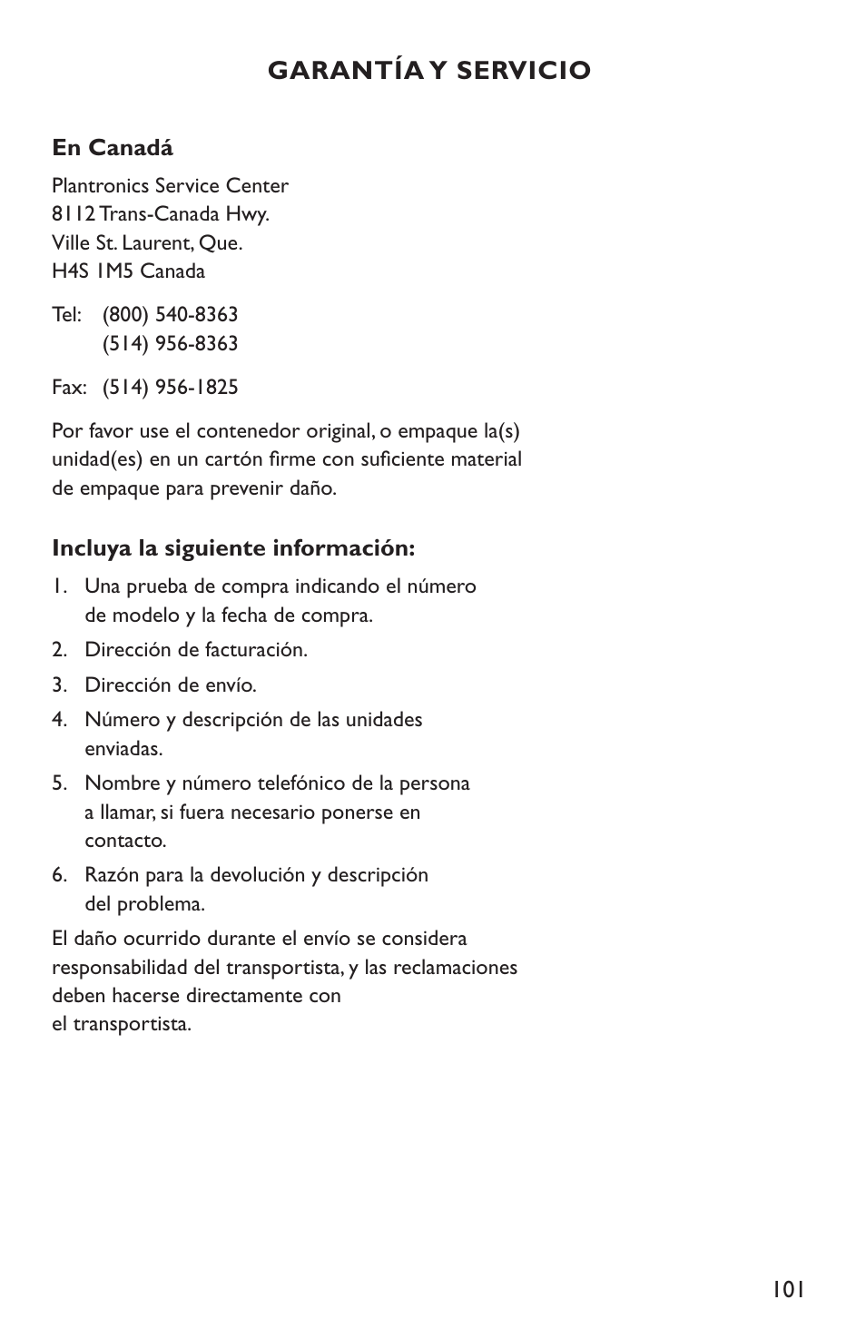 Garantía y servicio | Clarity C4210 User Manual | Page 101 / 152