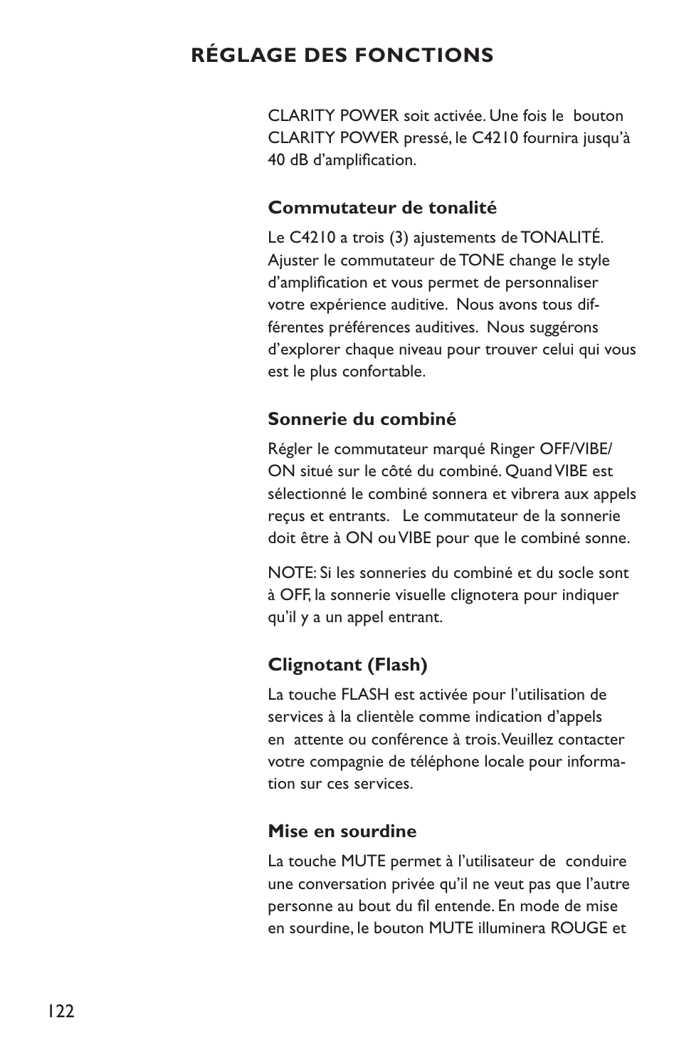 Clarity C4210 User Manual | Page 122 / 152