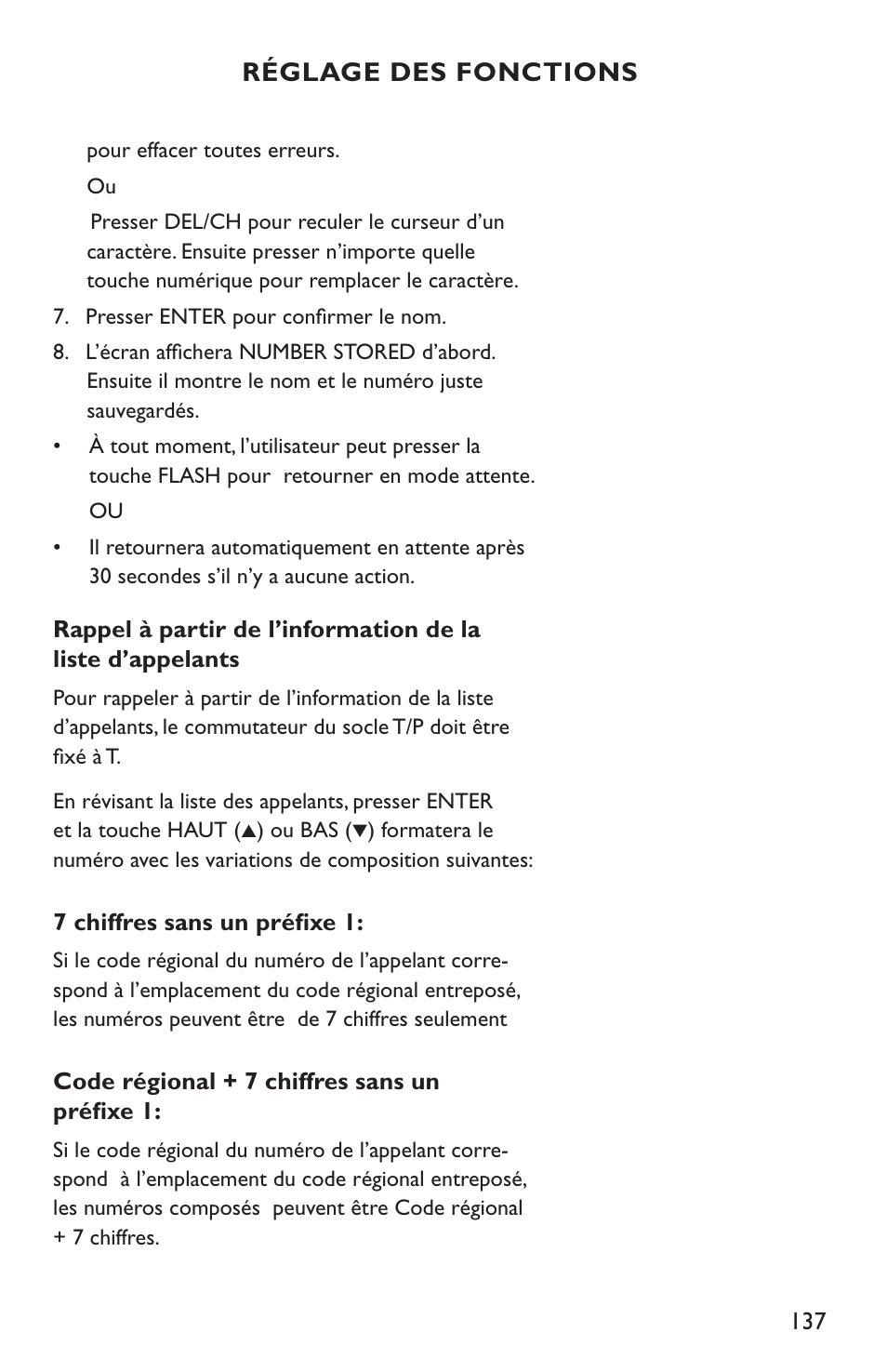 Réglage des fonctions | Clarity C4210 User Manual | Page 137 / 152
