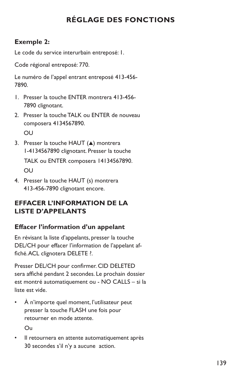 Réglage des fonctions | Clarity C4210 User Manual | Page 139 / 152