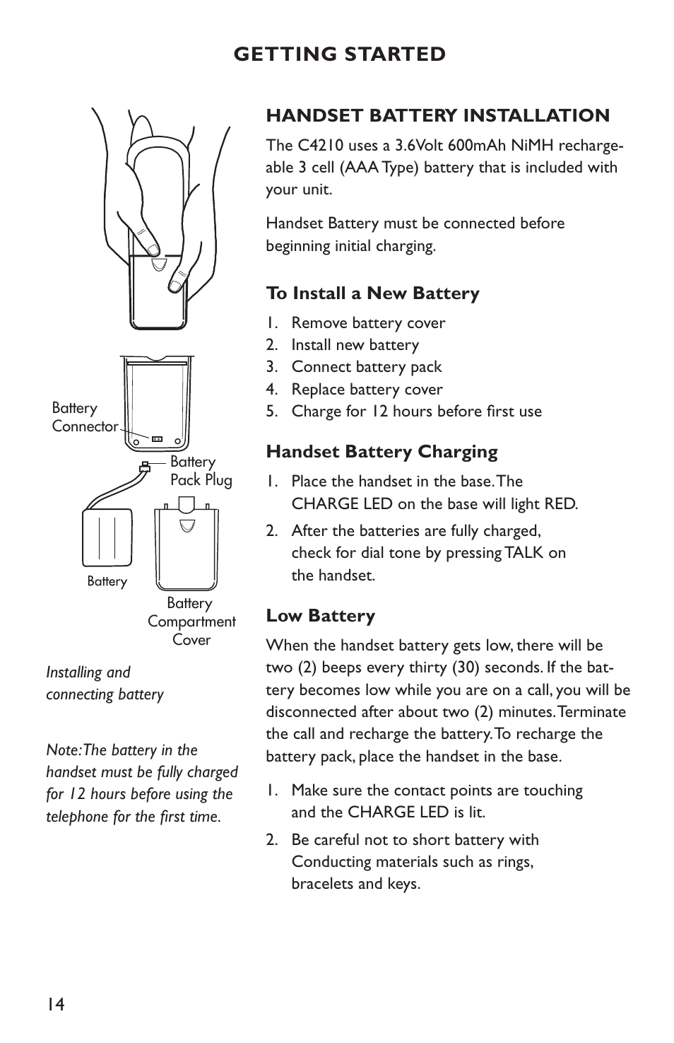 Getting started | Clarity C4210 User Manual | Page 14 / 152
